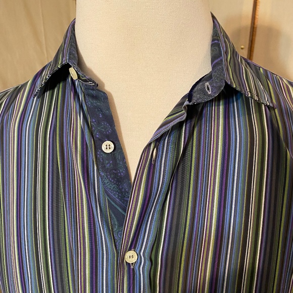 ETRO Mens Striped Button Down Shirt Sz 41 - Picture 7 of 8